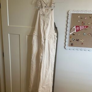 Sadie & Sage Cream Wide-Leg Overalls Jumpsuit